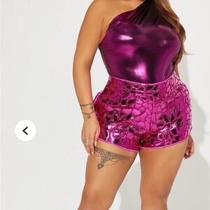 Fashion Nova Metallic Pink Bodysuit